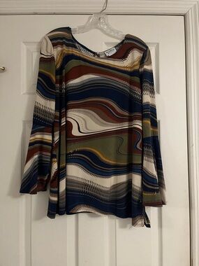 Monroe & Main Multicolor Striped Tank Top - Navy, Rust, Mustard, Cream